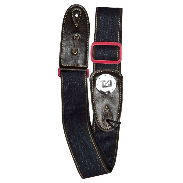 Strap Woven Blue Denim Red Buckle