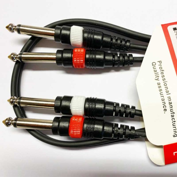 1M Instrument Cable Twin 6.35mm Mono Jack - 3.5mm Stereo Jack