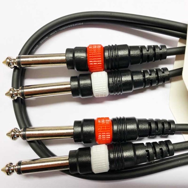 1M Instrument Cable Twin 6.35mm Mono Jack - 3.5mm Stereo Jack