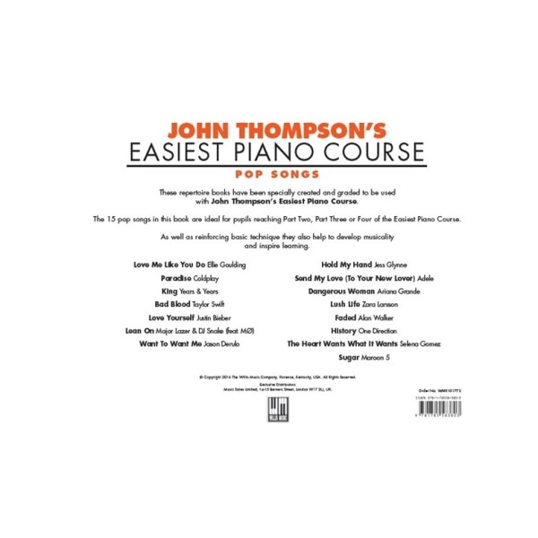 John Thompson's Easiest Piano Course: Pop Songs